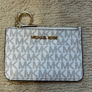 Michael Kors White Monogram Keychain Pouch